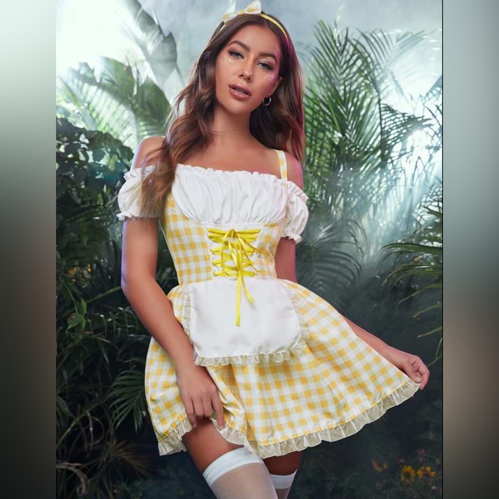 Golidilocks
Leg Avenue Yellow and White Gingham Dress barmaid maid St Pauli girl